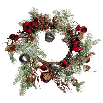 Buffalo Gingham Country Holiday Wreath, 17"