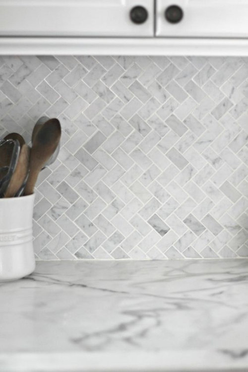Mosaic Carrara Marble Herringbone Tile, 2×4 Carrara Marble Tile