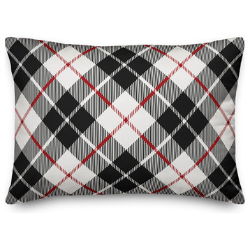 Black and Red Farmhouse Plaid 14"x20" Indoor / Outdoor Throw Pillow