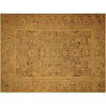 Bareens Designer Rugs - Antique Lavastone Low-Pile Caitlyn Brown/Tan Wool Rug - 13'2'' x 16'8'' - An exhilarating oriental rug with distinctive motifs and wide-ranging pallet of warm colors, this antique vintage distressed low pile hand knotted masterpiece is a breath-taking addition to any decor. Featuring a soft low pile, showcasing the intricate design with an awe-inspiring color palette this masterpiece is known for its versatility, all vegetable dyes, and high knot count. Known for its artistic individuality, masterful construction, and enduring appeal this one-of-a-kind rug is an excellent addition to any d�cor.