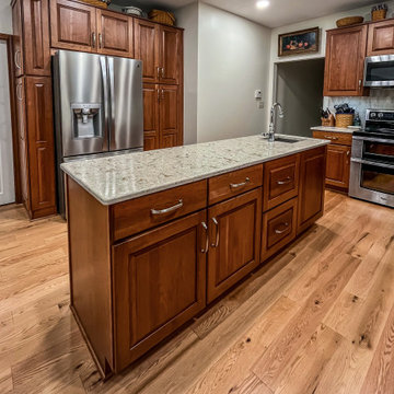 Cherry Cabinets with Pecan Stained Finish, Windemere Quartz Countertops