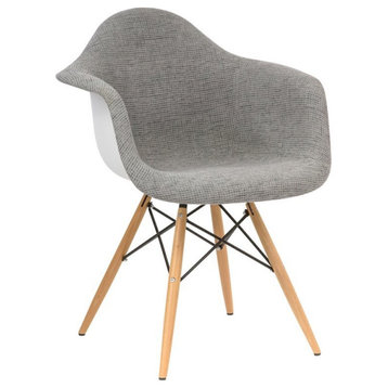 LeisureMod Willow Mid-Century Gray Fabric Eiffel Base Accent Chair