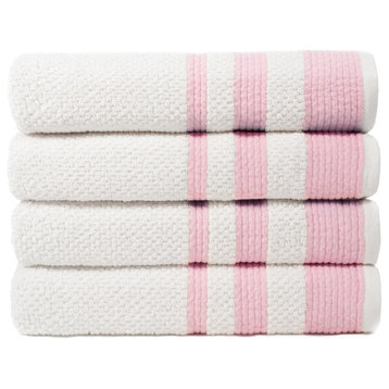 Sapphire Resort Caycee Textured Border Ensemble Set of 4 Bath Towels in Lilac