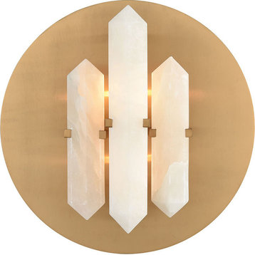 Annees Folles Wall Sconce, White, Aged Brass