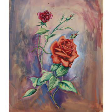 Evelyn Schaefer "Two Roses" Tempera Painting