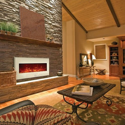 Amantii 58" Wall Mount | Built-in Electric Fireplace with Gallery White Steel Su - Indoor Fireplaces