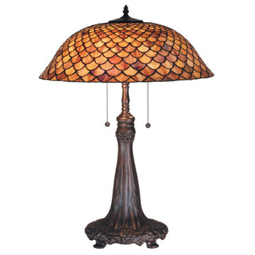 Meyda Lighting 74040 27.5"H Tiffany Fishscale Table Lamp