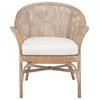 Stella Rattan Accent Chair With Cushion Grey Whitewash/ White