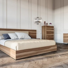Modern Contemporary Wood Veneer Walnut Bedroom Collection