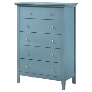 Glory Furniture Hammond 5 Drawer Chest in Teal