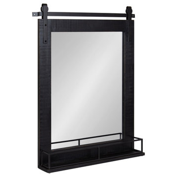 Cates Framed Wall Mirror with Shelf, Black 24x31