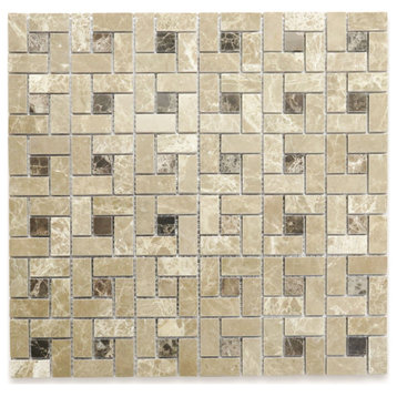 Emperador Light Brown Marble Pinwheel Mosaic Tile Polished, 1 sheet