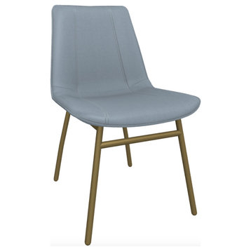 May Side Chair, Dawn Paloma Leather, Brass Powder Coat
