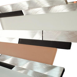 Silver Aliminum, White and Beige Glass and Matte Black Mosaic Tile Random Z Patt - Home Accessories & Decor