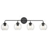 4-Light 35" Matte Black Bathroom Vanity Light