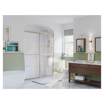 Paragon Framed Sliding Shower Door, Towel Bar, Clear, Brushed Nickel, 50"x70"