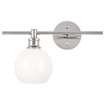 Living District 1-Light Chrome and Frosted White Glass Left Wall Sconce