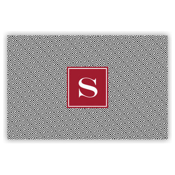 Laminated Placemat Greek Key Single Initial, Letter S