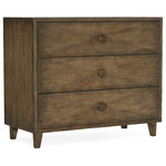 Hooker Furniture - Sundance Bachelors Chest - Inspired by the picturesque Malibu landscape and exuding a resort ambience, the Sundance Bachelor�s Chest features 3 self-closing drawers with an inverted diamond design. Crafted of Pecan Veneers, Cedar and felt panel, the chest is finished in Cliffside, a rich dynamic brown with light burnishing on the edges. Loaded with function, the chest has a FC707 3-plug outlet with USB port, a light underneath with a 3-intensity touch switch, a phone clip and a cedar-lined bottom drawer.