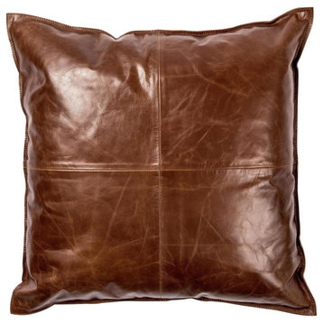 Throw Pillow BRYANT 20-In Refined Tobacco Brown Down Top-Grain