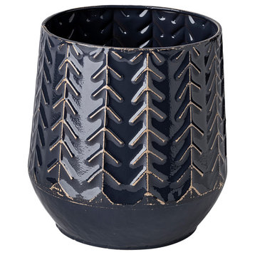 Gemma Dark Blue Metal Chevron Vase