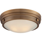 Savoy House - Flush Mount, Warm Brass, 13.25" - The 2-light ceiling flush mount is sure to bring sleek metallic style to any space! A white glass shade makes this flush mount an ideal choice for comfortable, useful light. Finished in rich warm brass. Flush mounts can be used on the ceiling of pretty much any interior room, including foyers, hallways, stairways, closets, bathrooms, bedrooms, kitchens and more! Bulbs not included. The warm brass finish can be paired with brass hardware or mixed with hardware in other finishes. Pep up the light and style of any room with this fixture.