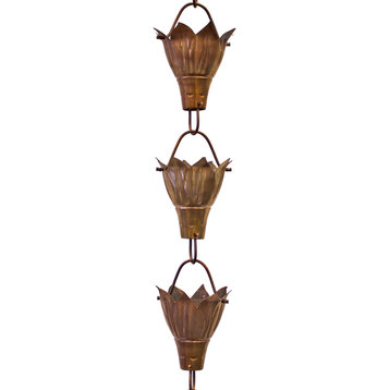 Bluebell Cups Copper Rain Chain with Installation Kit, 10 Foot