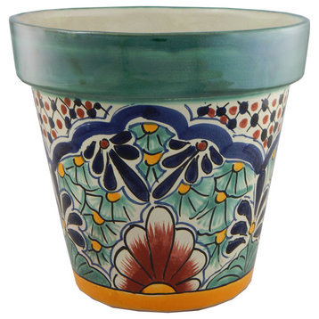 Mexican Ceramic Flower Pot Planter Folk Art Pottery Handmade Talavera 11