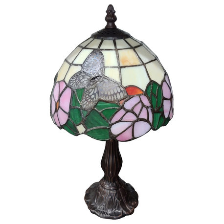 Tiffany Style Butterflies Mini Table Lamp 15" Tall