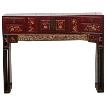 Antique Red and Gilt Chinese Kang Altar Table