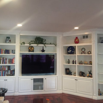 Irvine Li White Entertainment Wall Unit with Curved Corner Shelving