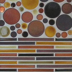 Multi-size random circles and 1/2x8 running bond - Tile