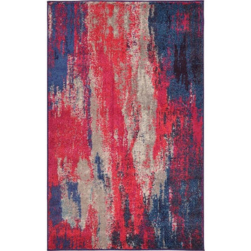 Contemporary Meadow 3'3"x5'3" Rectangle Rouge Area Rug