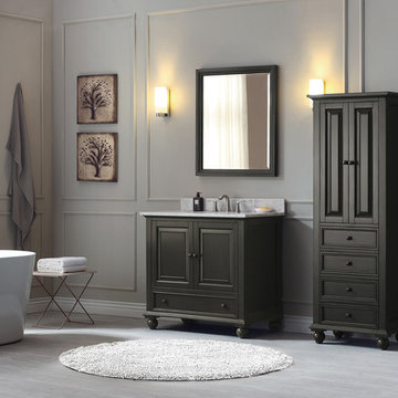 Avanity Thompson 37 in. Vanity Combo in Charcoal Glaze finish with Carrera White