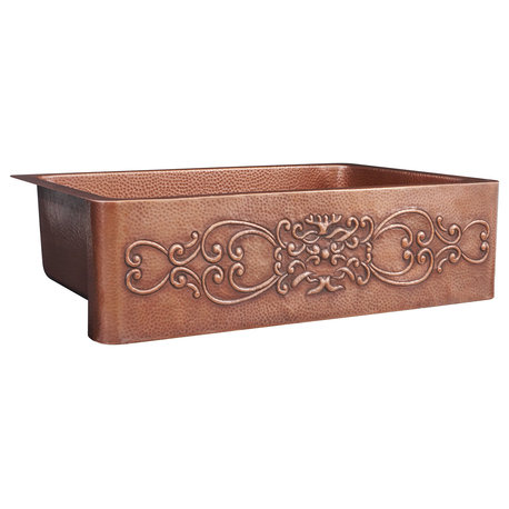 Ganku Copper 33" Single Bowl Farmhouse Apron Front Undermount Kitchen Sink