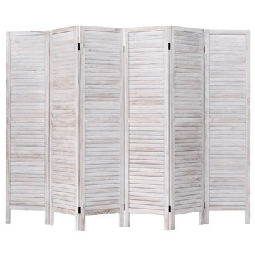 Costway 6 Panel Room Divider Furniture Classic Venetian Wooden Slat Home