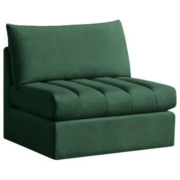 Jacob Velvet Upholstered Modular Armless Chair, Green