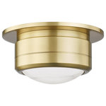 Hudson Valley Lighting - Greenport LED Small Flush Mount/Wall Sconce Aged Brass, White Spanish Alabaster - Features: