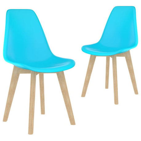 Vidaxl Dining Chairs, Set of 2, Blue Plastic