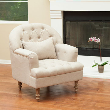 Contemporary Living Space with Sandy Beige Arm Chair