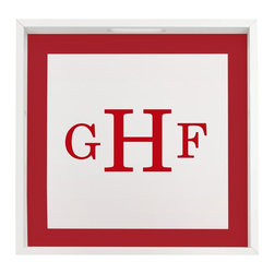Monogram Block White Wood Tray - Home Decor