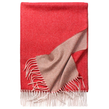 Double Faced Cashmere Red and Taupe Throw