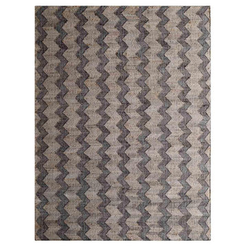 Hand Woven Kilim Jute Eco-friendly Area Rug Contemporary Beige Charcoal
