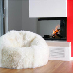 Longwool Sheepskin 3' Filled Beanbag Chair in Ivory - Bean Bag Chairs