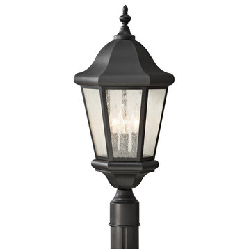 Martinsville Three Light Outdoor Post Lantern in Black