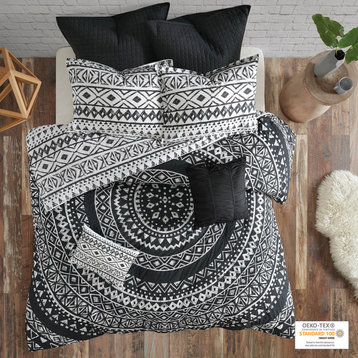 Urban Habitat Larisa 7 Piece Cotton Reversible Comforter Set, Black