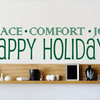 Decal Wall Peace Comfort Joy Happy Holiday Quote, Dark Green