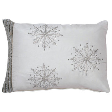 Vickerman QTx17015 Decorative 14"x20" Banded Snowflake Pillow