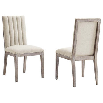 Modway Maisonette Solid Wood and Tufted Fabric Dining Side Chair in Beige