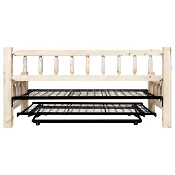 Homestead Collection Day Bed, Pop Up Trundle Bed, Unfinished